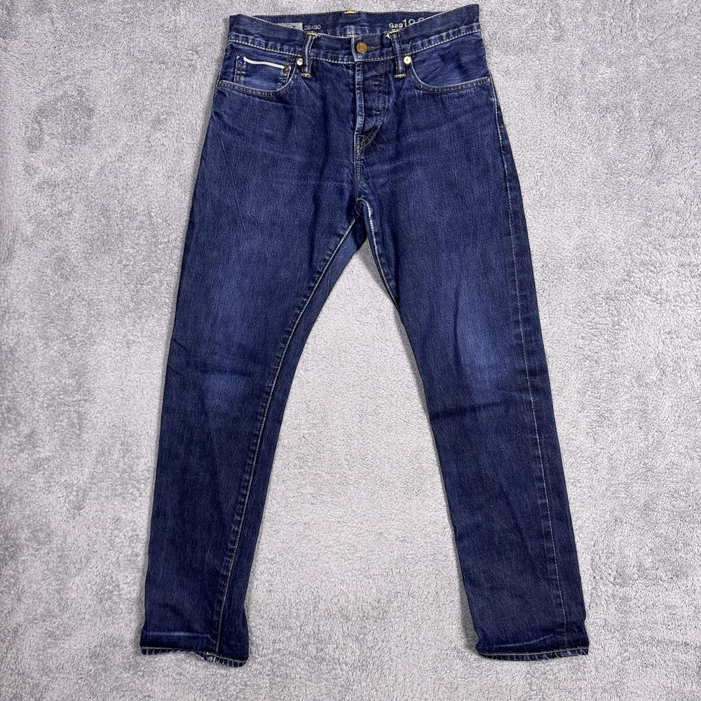 GAP 1969 Selvedge Jeans Mens 28x30 Raw Indigo Kaihara Japanese Denim Distressed